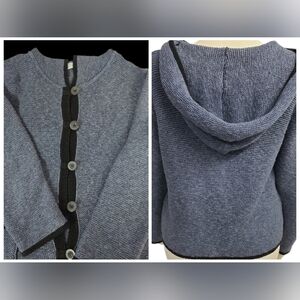 Willow Grey Hood Cotton Knit Button Cardigan
